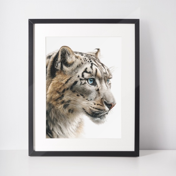 Watercolor Snow Leopard Portrait Wall Art Print, Unframed - Majestic Wilderness - Picture 3 of 7